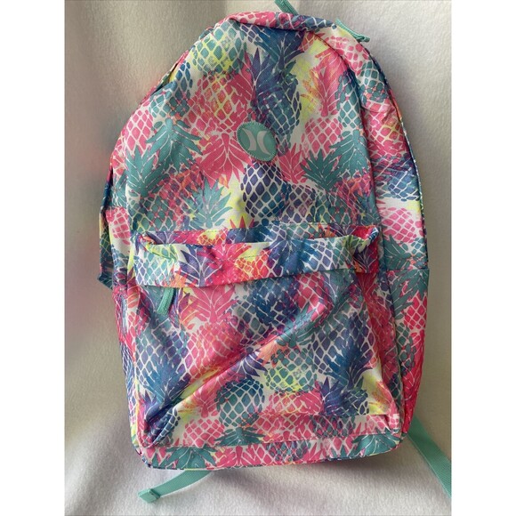 Kids Hurley Printed Pineapple Backpack With Lunchbox 1 side bottle pocket New - Picture 1 of 8